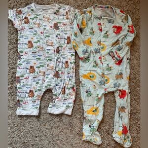 Bundle of 2 Magnetic Me Pajamas. Richard Scarry. Footie PJs. Short Sleeve Romper